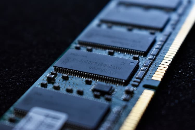 macro shot of a computer RAM