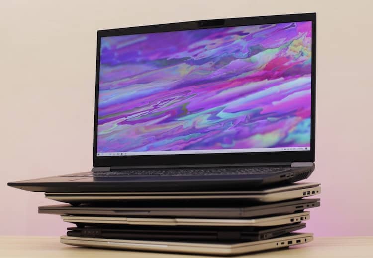 laptops stacked on one another